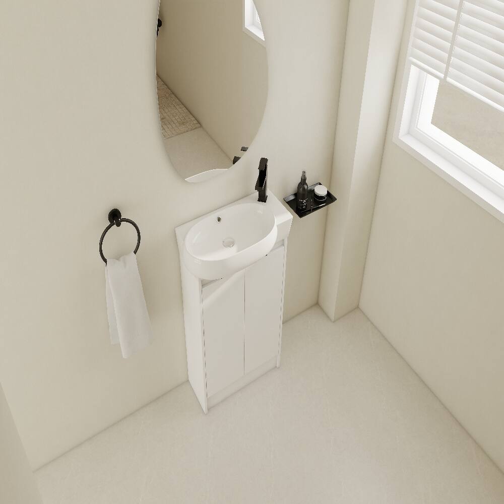 Alt View 1. Loheer - Loheer 23 inch Freestanding Bathroom Vanity Glossy White Vanity with Sink Modern Plywood Bathroom Cabinet - Glossy White.