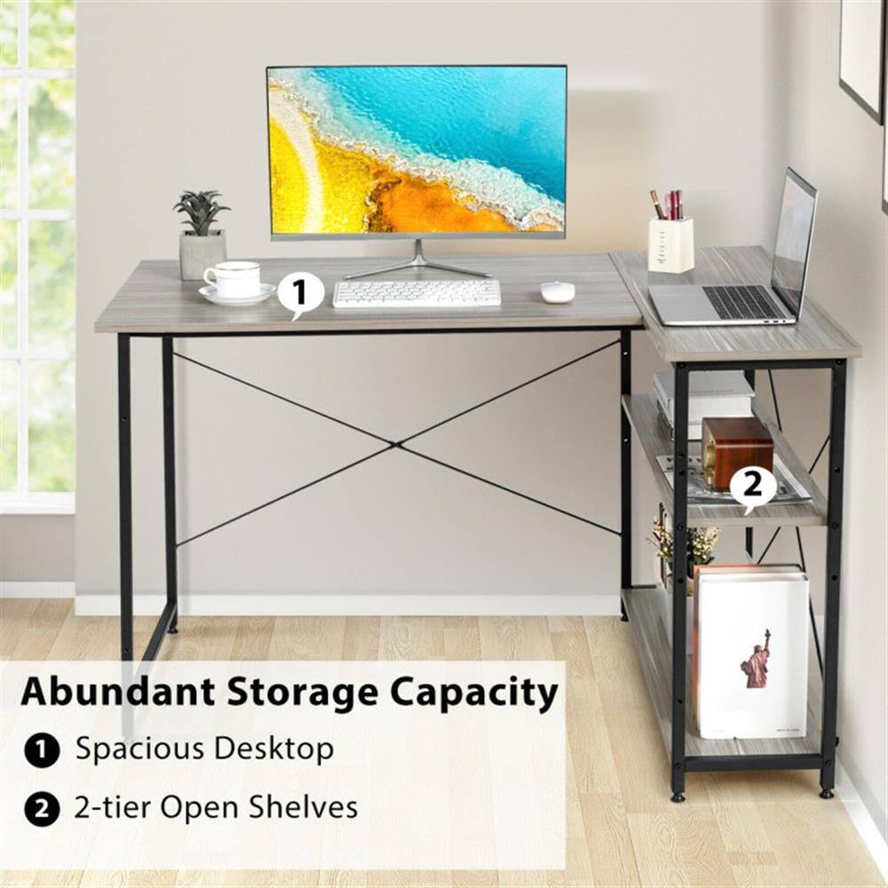 Abundant Storage Capacity

1. Spacious Desktop
2. 2-tier Open Shelves
