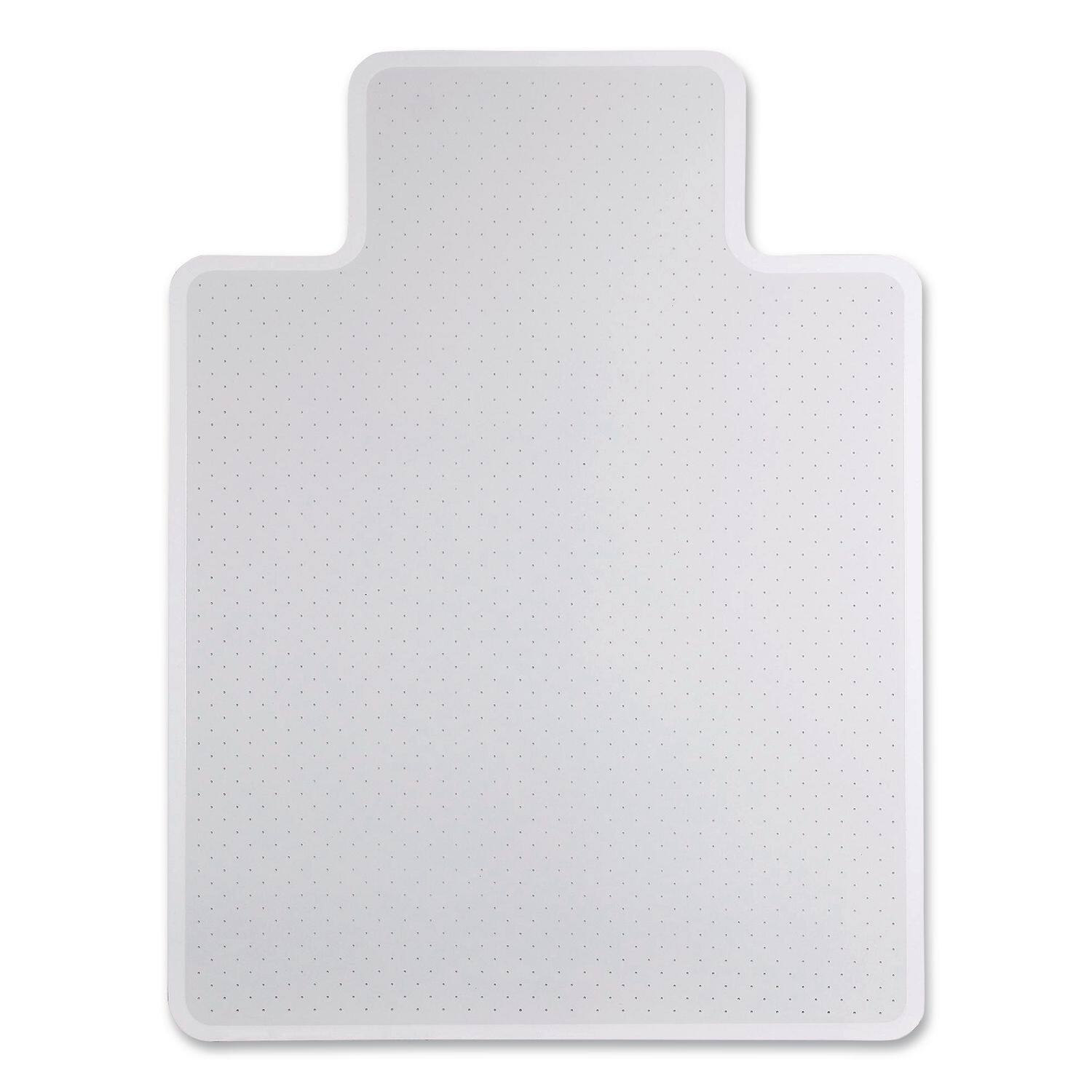 Left. Alera - Studded Chair Mat for Flat to Low Pile Carpeted Floors, Rectangular with Lip, Beveled Edges, 36" x 48", Clear - Clear.