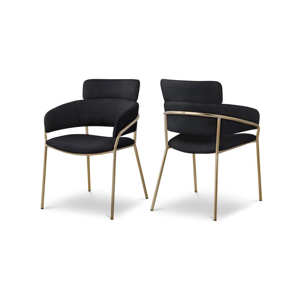 Meridian Furniture - Yara Velvet Dining Chair, Set of 2 - Black