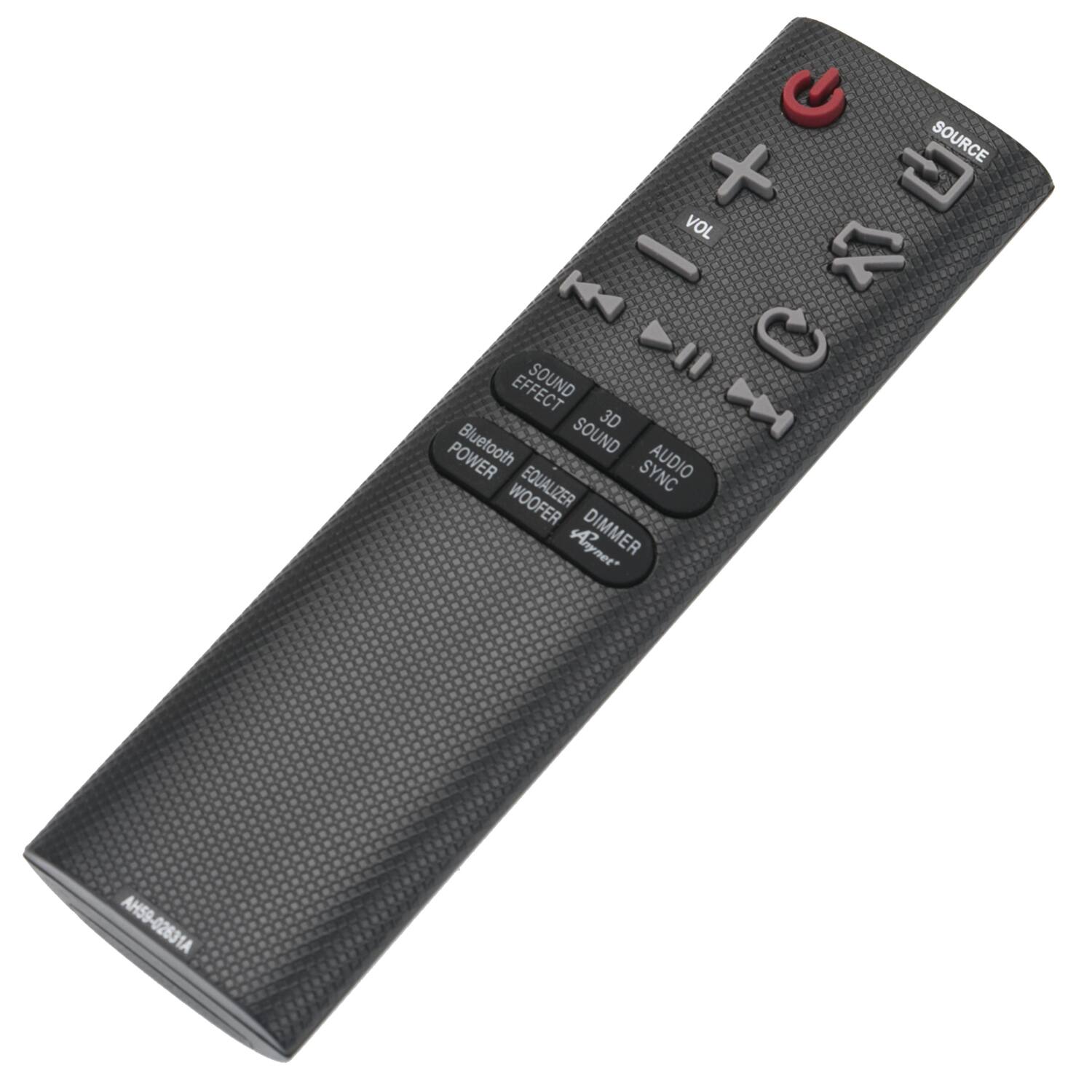 SOURCE, VOL, EFFECT, 3D SOUND, Bluetooth, POWER, SYNC, AUDIO, WOOFER, EQUALIZER, DIMMER, AH59-02631A