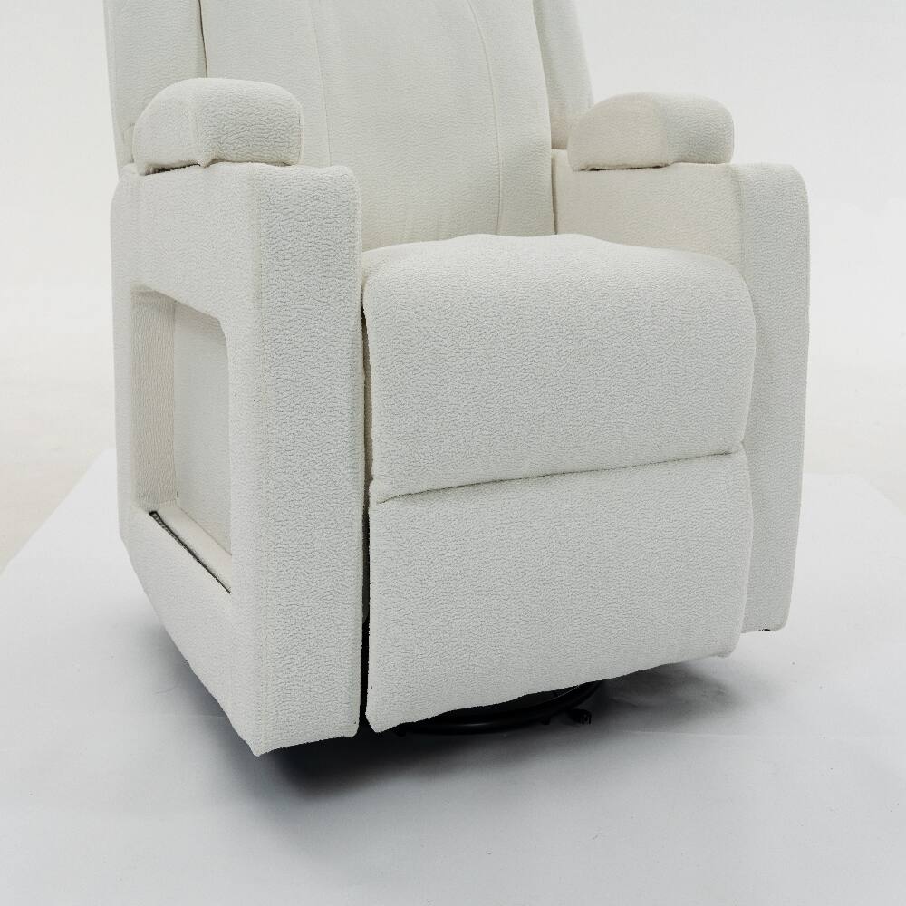 Alt View 9. Ropilly - Ropilly Extra Wide Power Recliner with Heat and Massage Cream Velvet Chair - Cream.