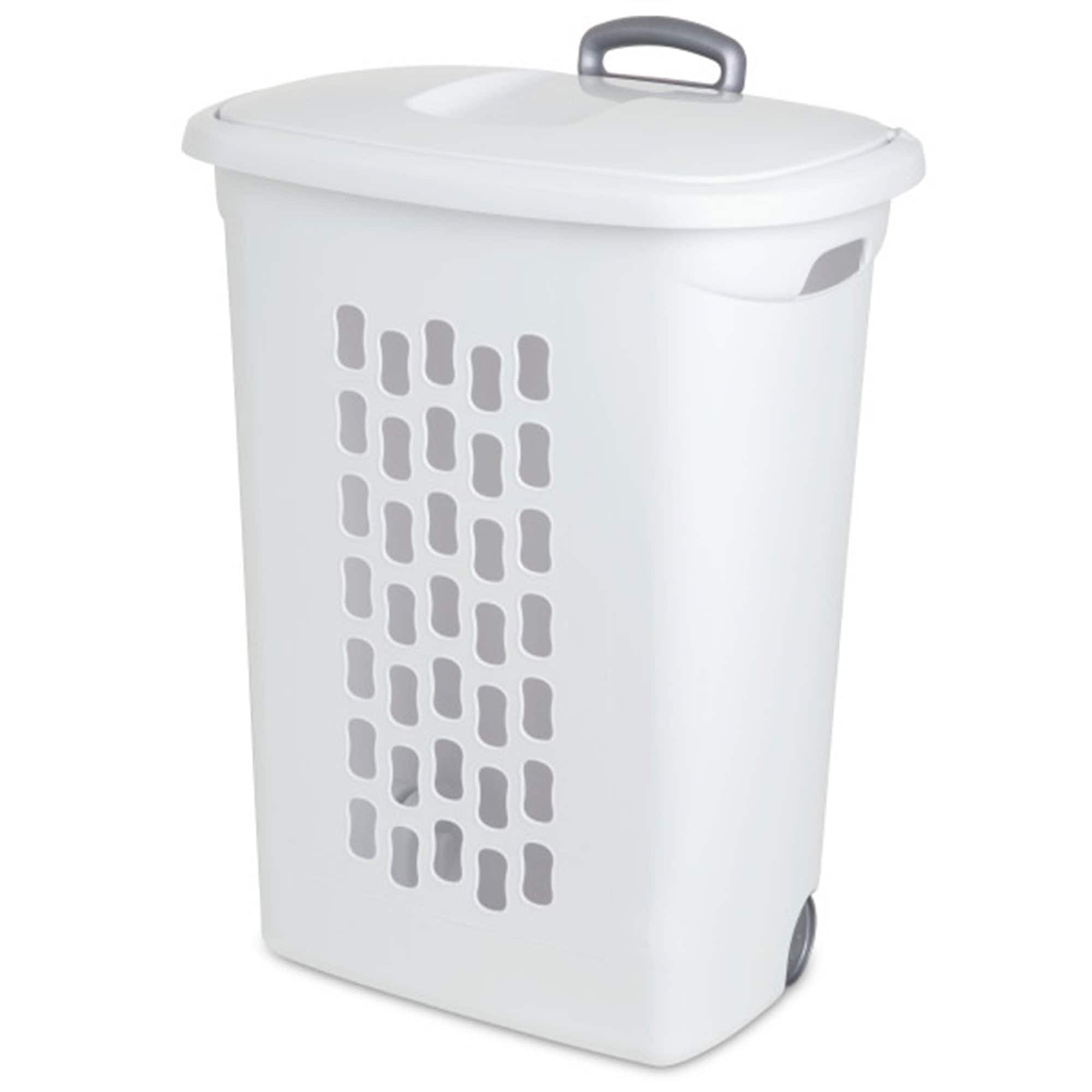 Sterilite - Laundry Hamper With Lift-Top, Wheels, And Pull Handle, 6 Pack - White