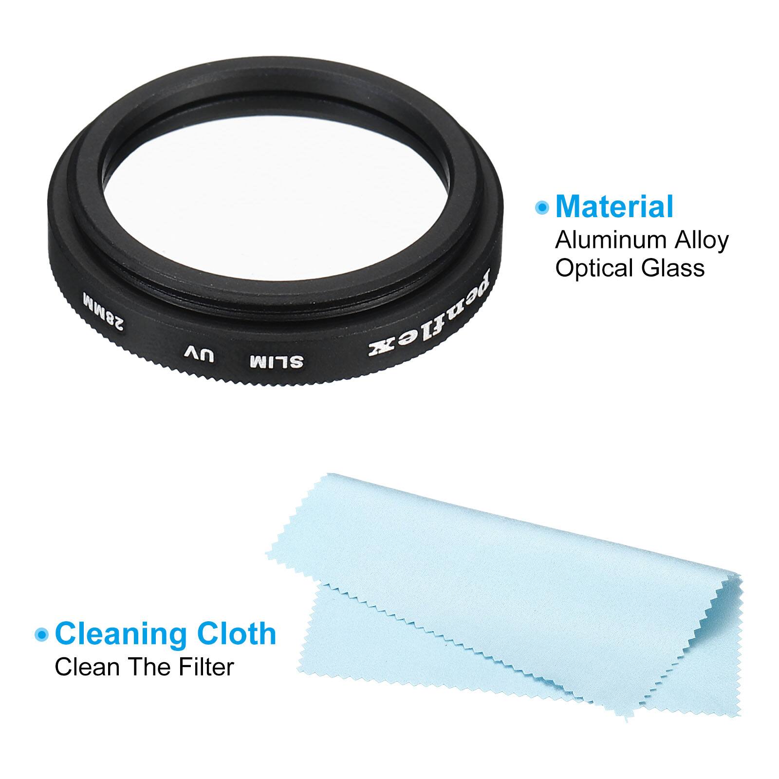 28MM Slim UV Filter

Material:
- Aluminum Alloy
- Optical Glass

Cleaning Cloth:
- Clean The Filter