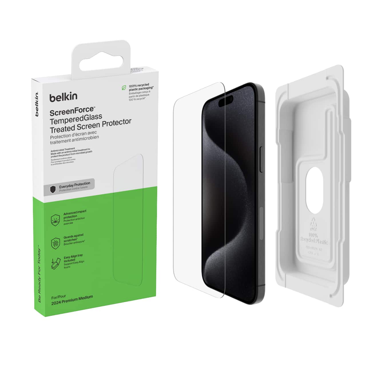 Belkin - ScreenForce TemperedGlass Screen Protector for iPhone 16 Pro w/ Easy Align Tray - Clear