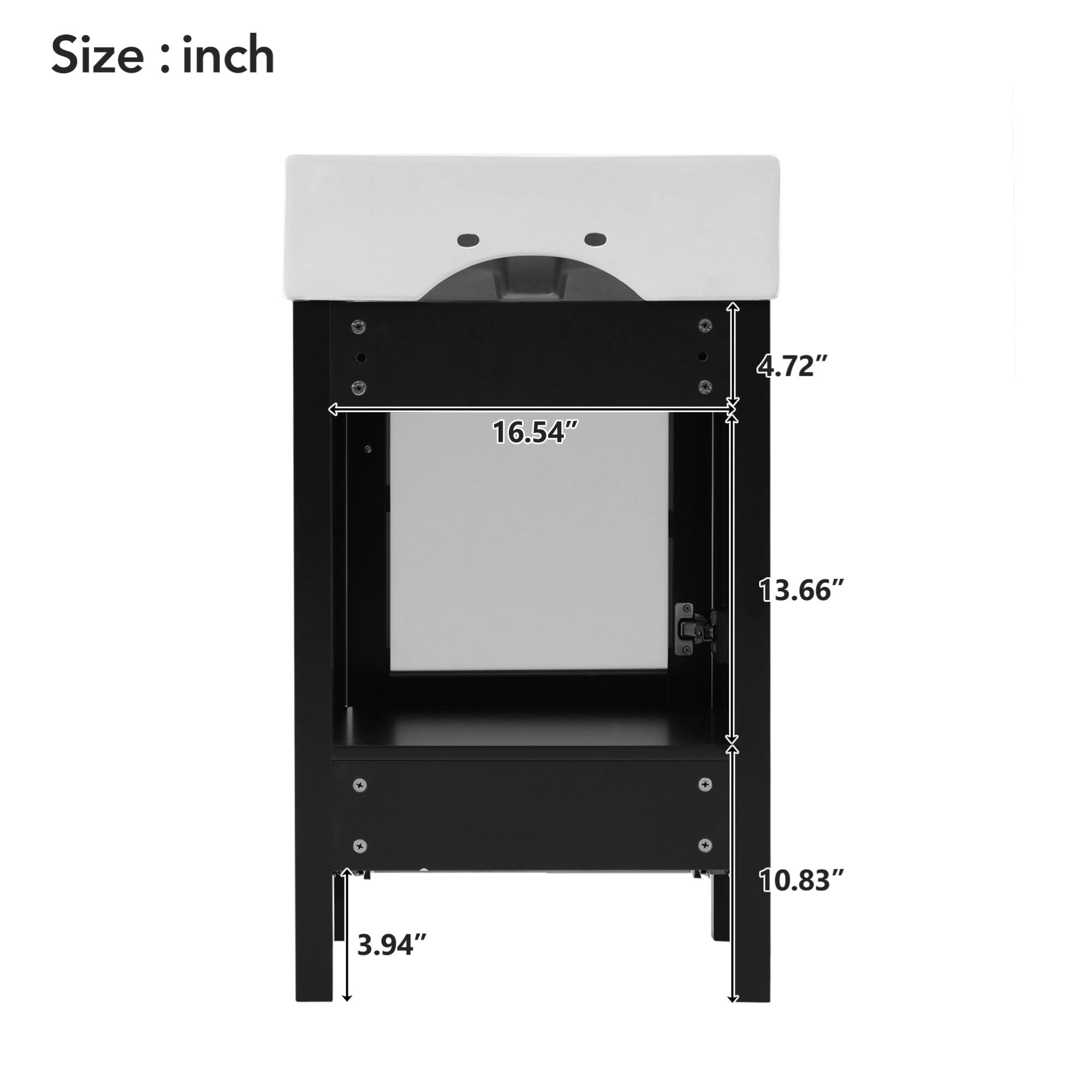 Size: inch  
4.72"  
16.54"  
13.66"  
10.83"  
3.94"