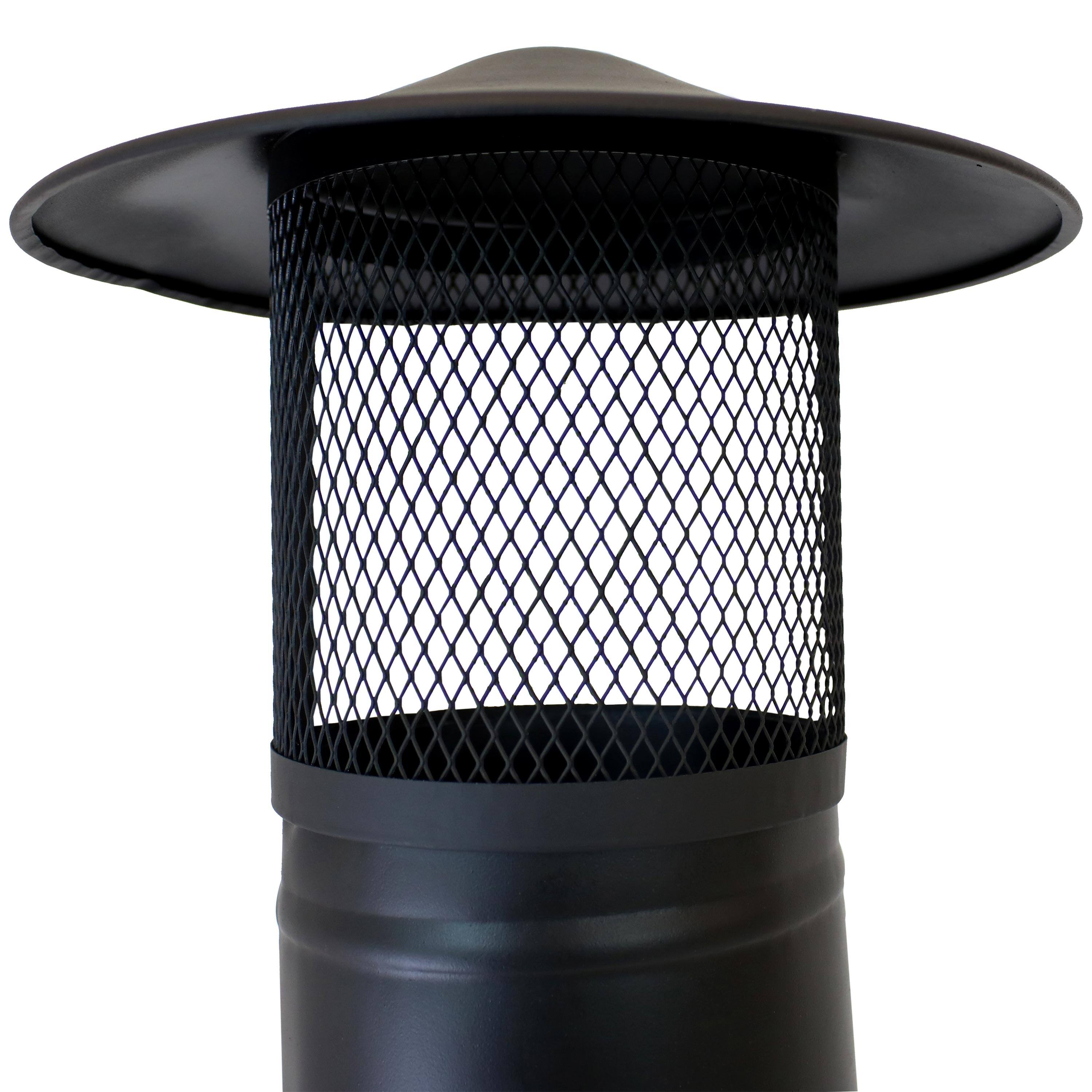 Alt View 5. Sunnydaze - Steel Wood Burning Chiminea with Rain Cap - 66 in - Black.