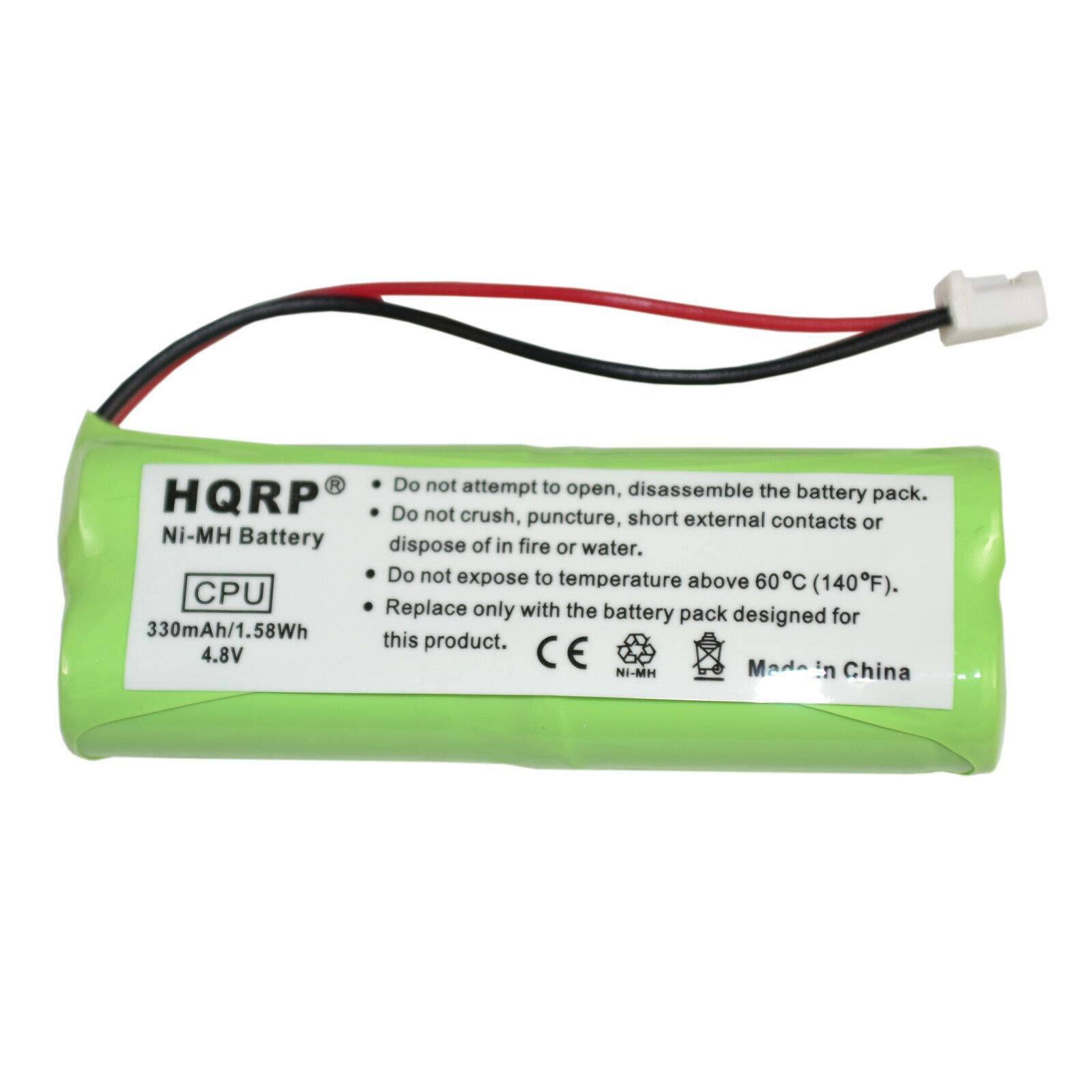 Do not attempt to open, disassemble the HQRP battery pack. Do not crush, puncture, short external contacts or dispose of in fire or water. Do not expose to temperature above 60°C (140°F). Replace only with the battery pack designed for this product. 330mAh/1.58Wh 4.8V CE Made in NI-MH China