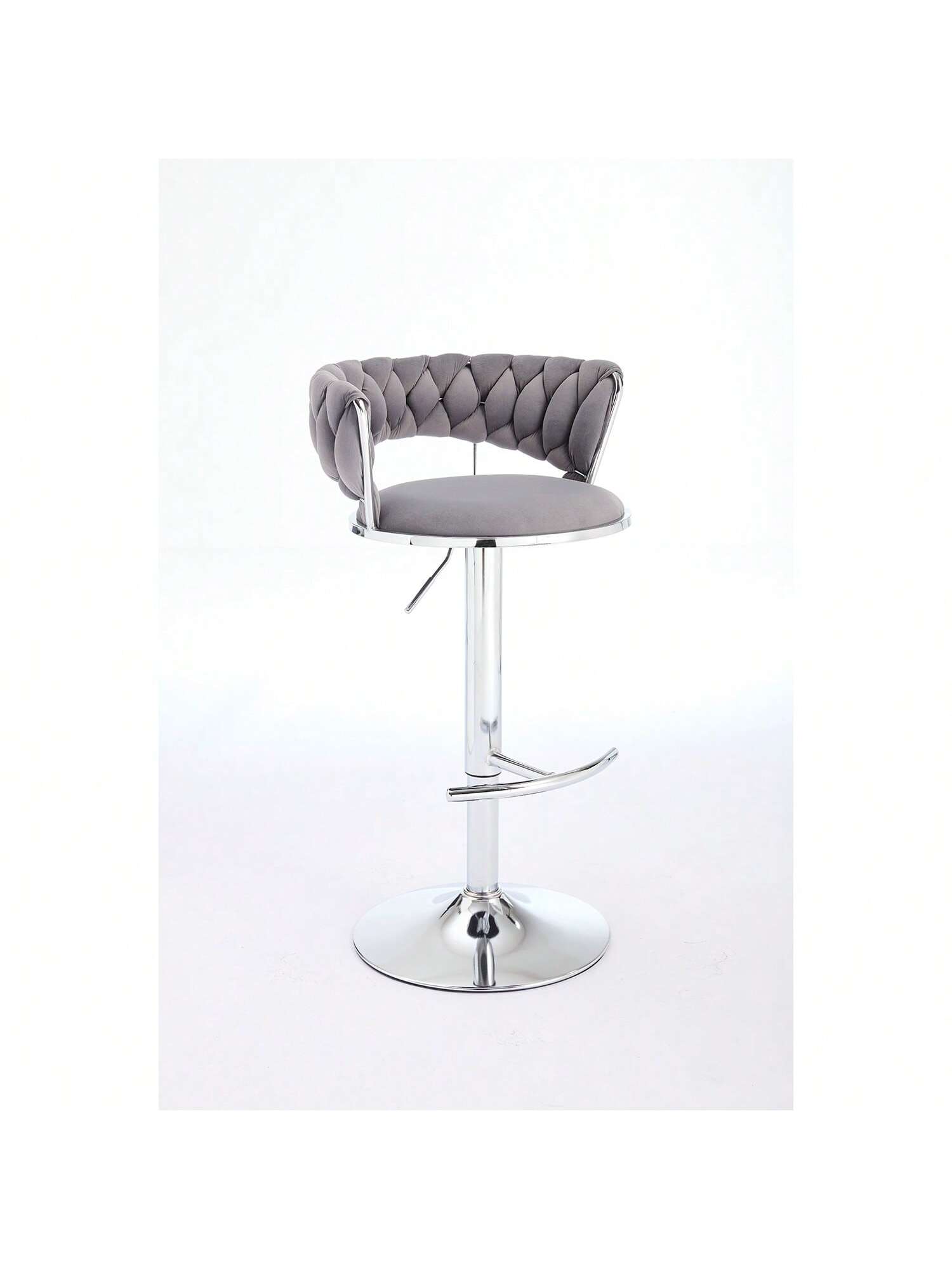 Alt View 2. Trinkets Crazed - Velvet Bar Stools Set Of 2, Modern Swivel Barstools With Woven Backrest, Adjustable Counter Stools - Gray.