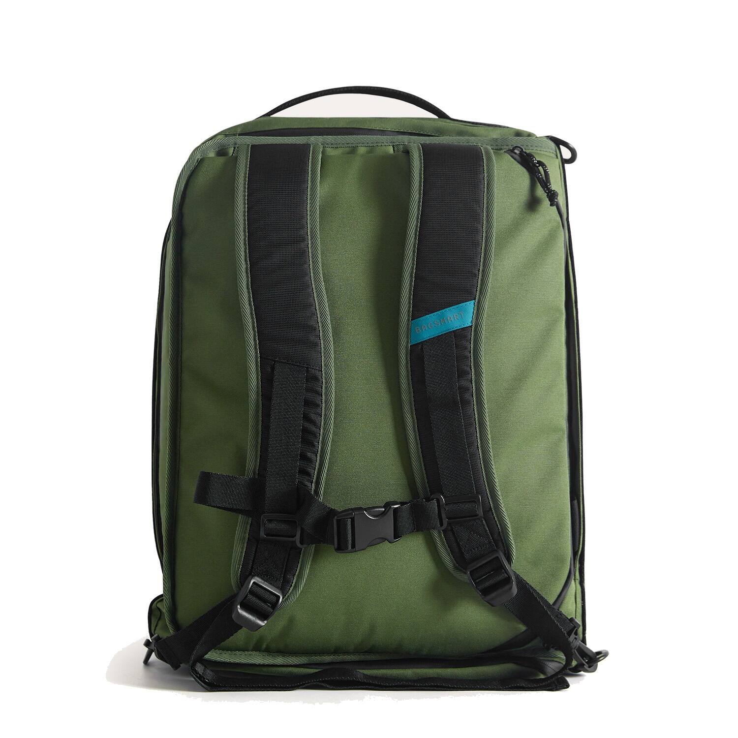 Back. Bagsmart - Paz 43L Duffle Backpack, Water-Resistant Carry-On with 15.6" Laptop Compartment for Travel, Gym & Commute - Pesto.