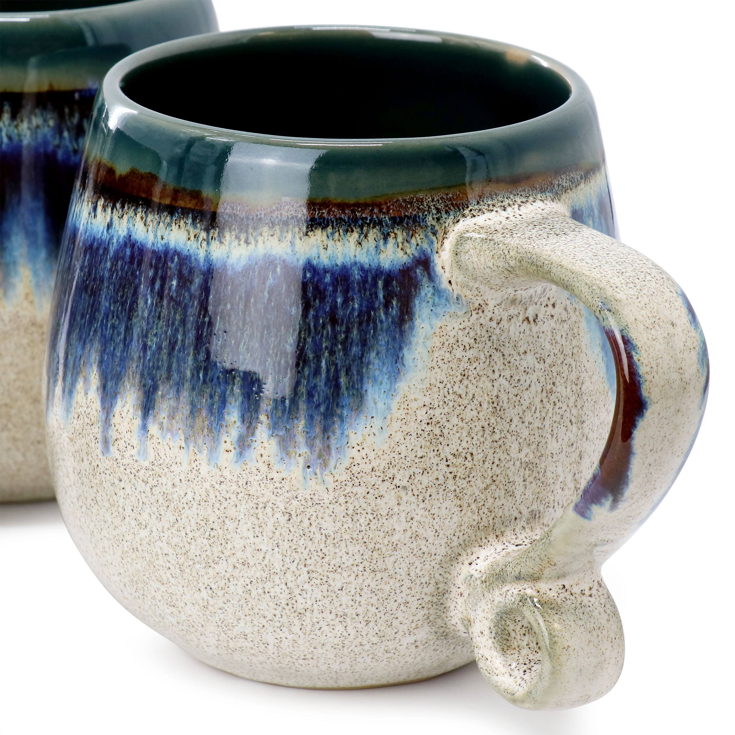 Alt View 3. Meritage - Meritage Lexington 4 Piece 20 Ounce Stoneware Two Tone Mug Set in Blue Multi - Blue Multi.