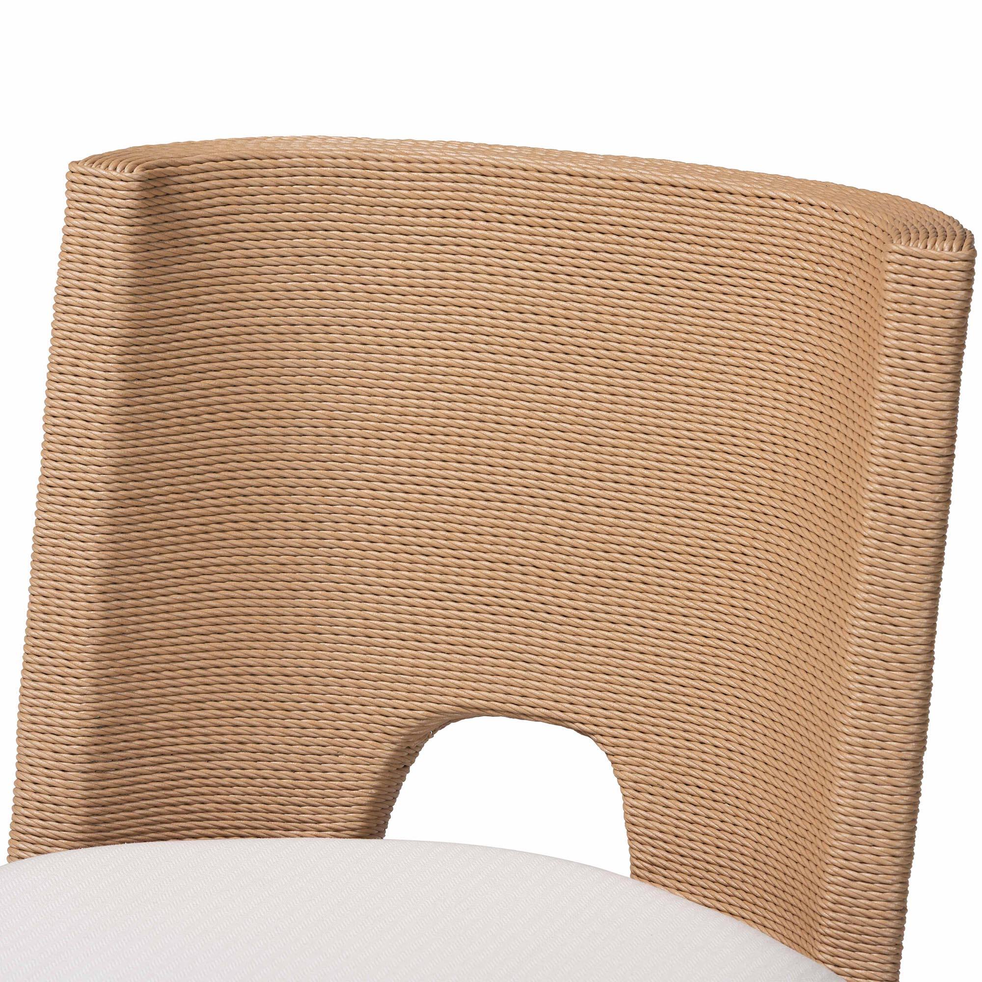 Alt View 1. bali & pari - Norely Dining Chair with Woven Seagrass Back - Light Brown/White.