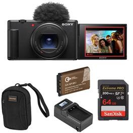 Bundle - Sony - ZV-1 II Vlog Camera for Content Creators and Vloggers, With Extra Battery, Smart Charger With Screen, 64GB