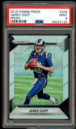 2016 PANINI PRIZM JARED GOFF PRIZM PSA #208 MINT 9 46024125 PRIZM PC U JARED GOFF RAMS .1T