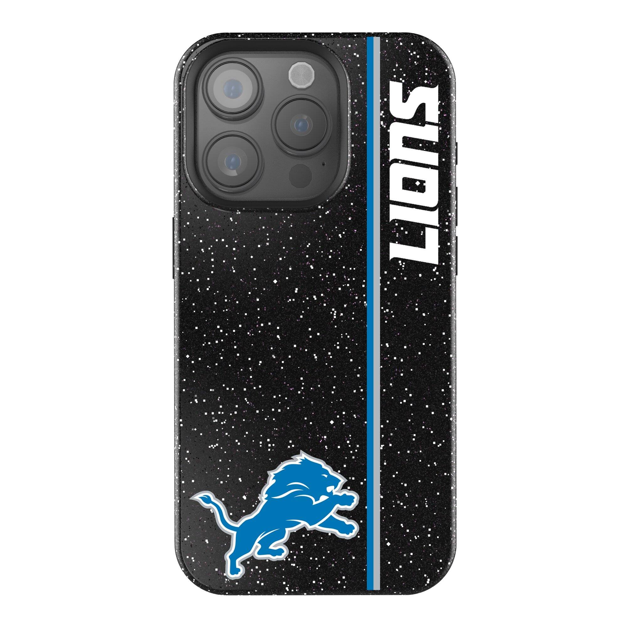 Front. Keyscaper - Detroit Lions iPhone Bling Case - 15 Pro - Black.