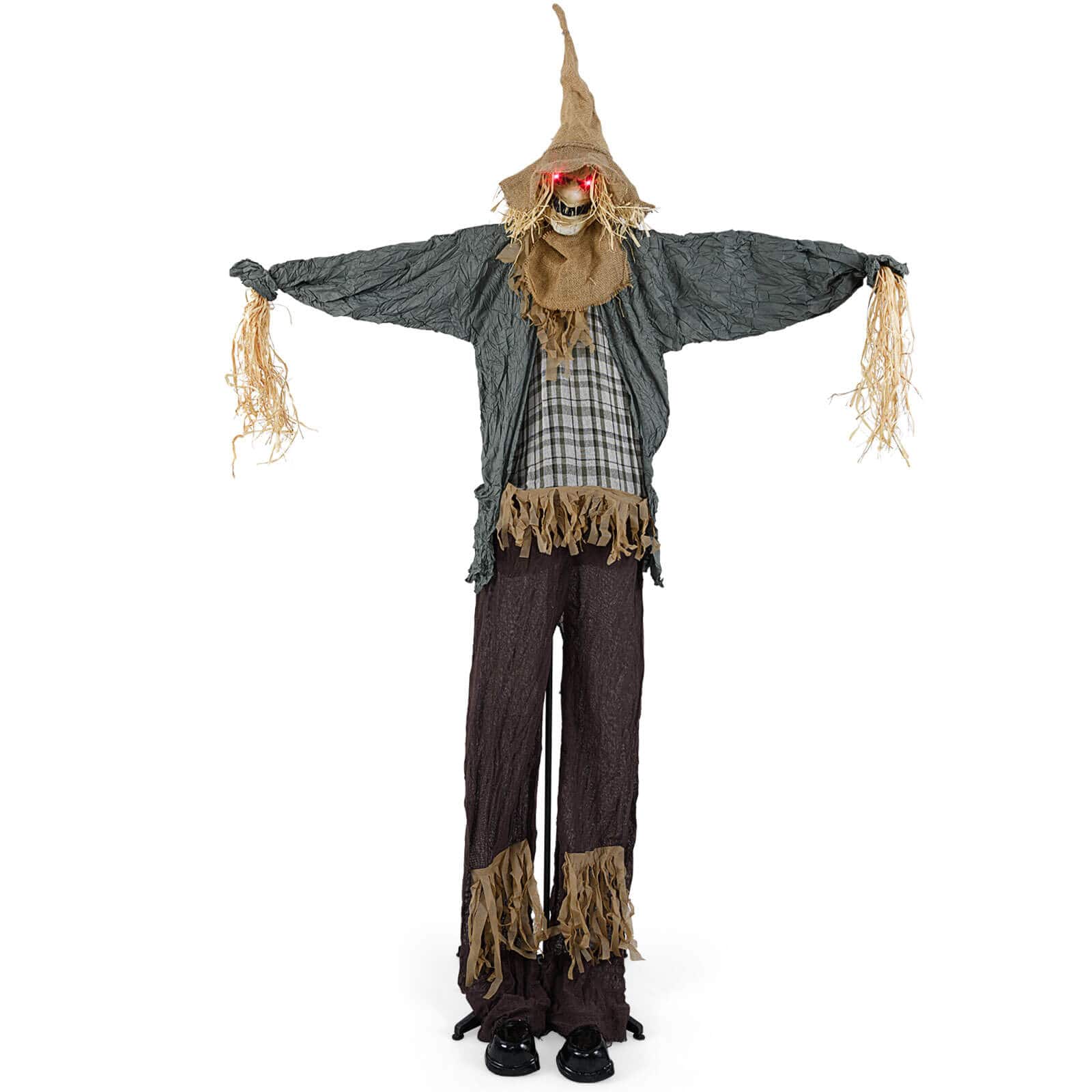 Costway - 7 FT Halloween Decoration Animated Standing Scarecrow Light-up Eyes Poseable Arm - Multicolor