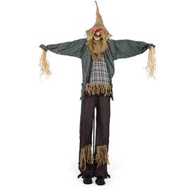 Costway - 7 FT Halloween Decoration Animated Standing Scarecrow Light-up Eyes Poseable Arm - Multicolor