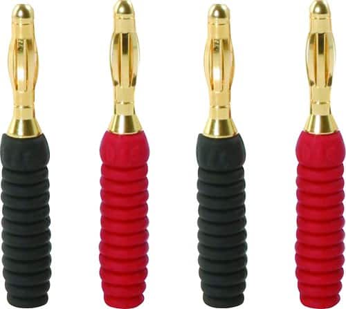 Front Standard. Monster - Extra-Thick Speaker Cable Banana Connector Mini Tips (4-Pack) - Black/Red.