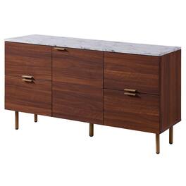 Teamson Home - Ashton Sideboard Storage Cabinet with Faux Marble Top - Brown