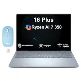 Dell - 16 Plus LDB16255 Laptop 16.0 WUXGA Display (Ryzen AI 7 350, 32GB, 1TB SSD, Win 11 Pro) w/Dockztorm Wireless Mouse - Ice Blue
