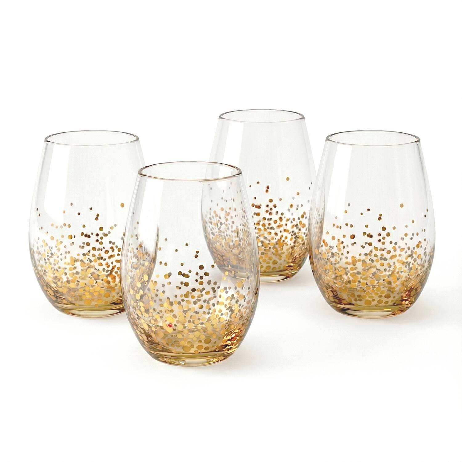 Front. American Atelier - Gold Luster Set of 4 Stemless Glasses 20 OZ. - Gold.