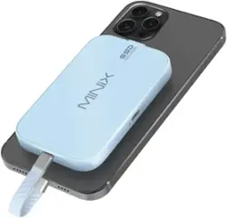 MINIX - M.2 NVMe SATA SSD Enclosure with Magsafe for iPhone 15/16 Pro/Pro Max ProRes & USB-C Devices, PD60W 10Gbps, 3.5mm Audio - Blue - Front_Zoom