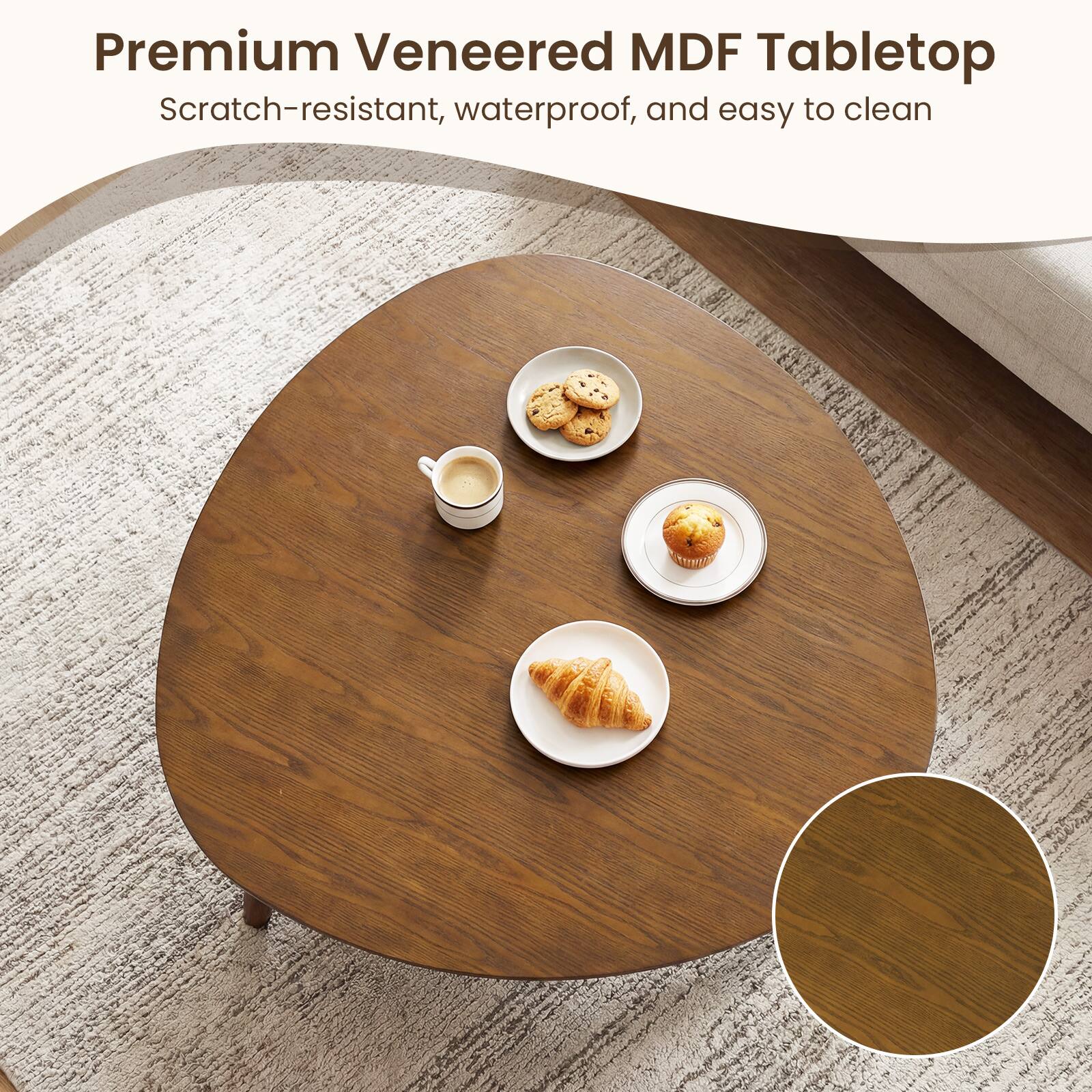 Premium Veneered MDF Tabletop  
Scratch-resistant, waterproof, and easy to clean