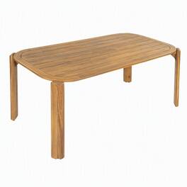 RYHNUYNE - Acacia Wood Outdoor Dining Table, Finish Slat Design Patio Table For Garden, Backyard And Deck Use - Teak