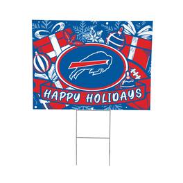 Evergreen Enterprises - Buffalo Bills 24" x 18" Happy Holidays Christmas Outdoor Staked Yard Sign - Multicolor