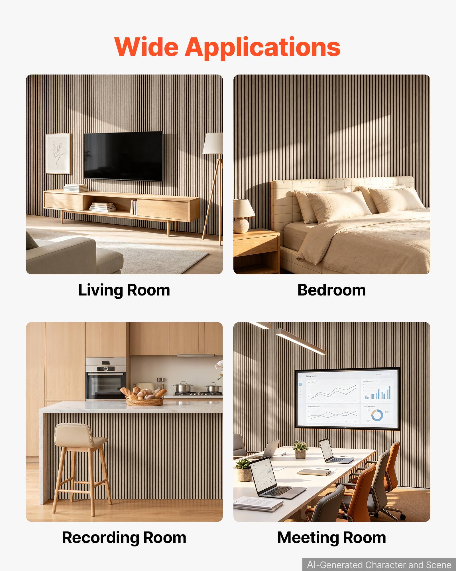Wide Applications

- Living Room
- Bedroom
- Recording Room
- Meeting Room

AI-Generated Character and Scene