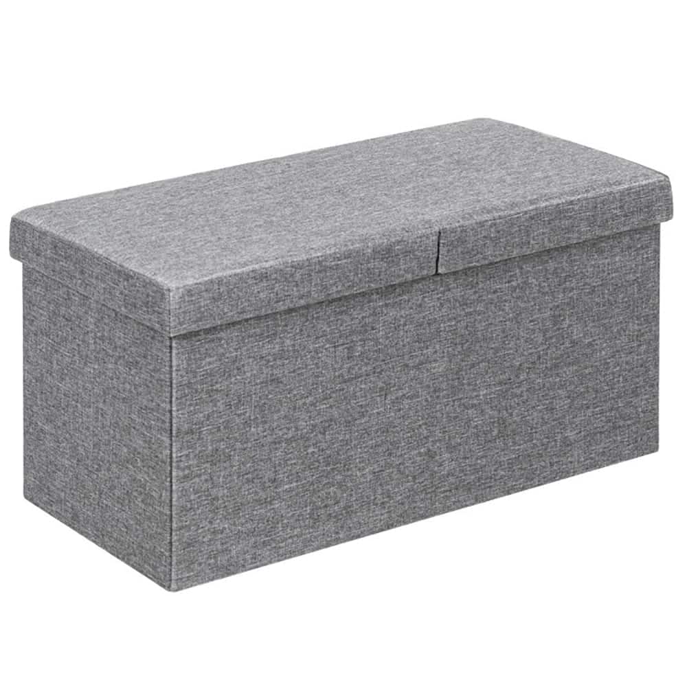Kadyn - 30 Inch Folding Storage Ottoman with Lift Top-Light Folding Footstools,Multi-Functional Ottoman for Entryway - Gray