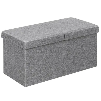 Front. Kadyn - 30 Inch Folding Storage Ottoman with Lift Top-Light Gray, Folding Footstools,Multi-Functional Ottoman for Entryway - Gray.