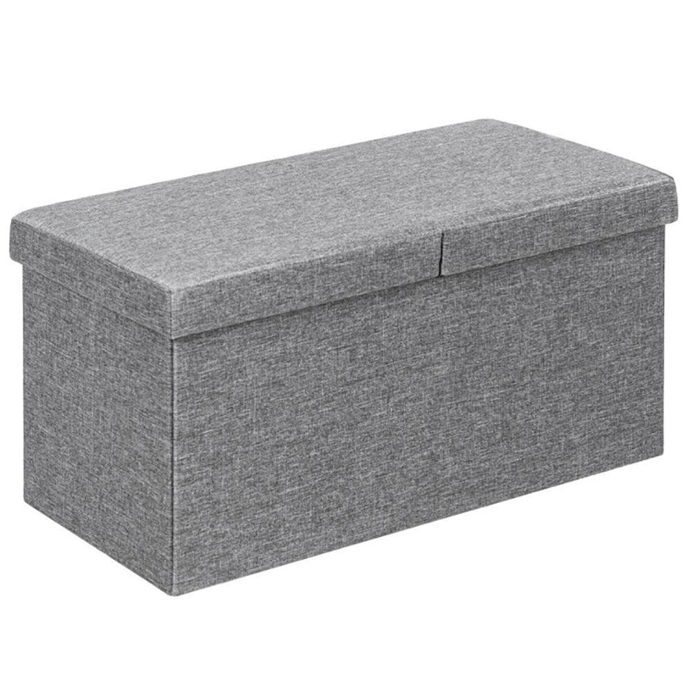 Front. Kadyn - 30 Inch Folding Storage Ottoman with Lift Top-Light Gray, Folding Footstools,Multi-Functional Ottoman for Entryway - Gray.