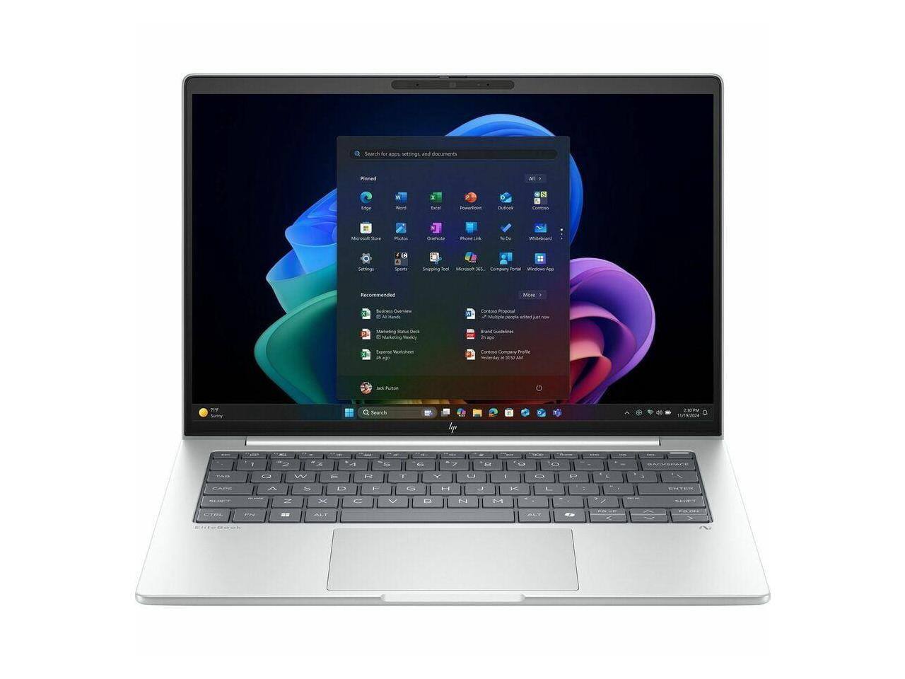 Search for apps, settings, and documents

Pinned
- Edge
- Word
- Excel
- PowerPoint
- Outlook
- OneNote
- Microsoft Store
- Photos
- Snip & Sketch
- To Do
- Whiteboard
- Settings
- Sports
- Shipping Tool
- Microsoft 365
- Company Portal
- Windows Apps

Recommended
- Business Overview
- Marketing Style Guide
- Employee Worksheet
- Company Profile

More
- Company Profile
- Brand Guidelines
- Jack Purcell

Search