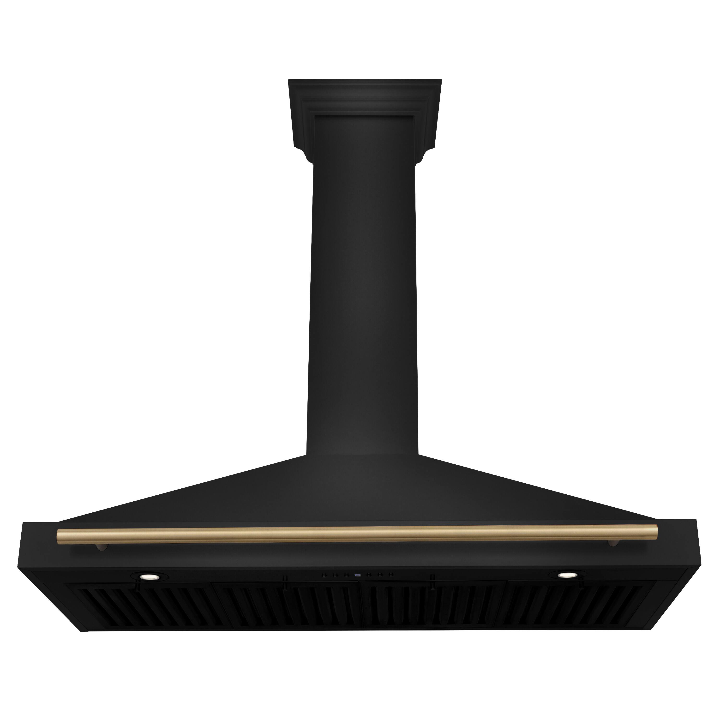 Back. ZLINE - 48 in. Autograph Edition Wall Mount Range Hood with Champagne Bronze Handle (BSKB4Z-48-CB) - Black Stainless Steel.