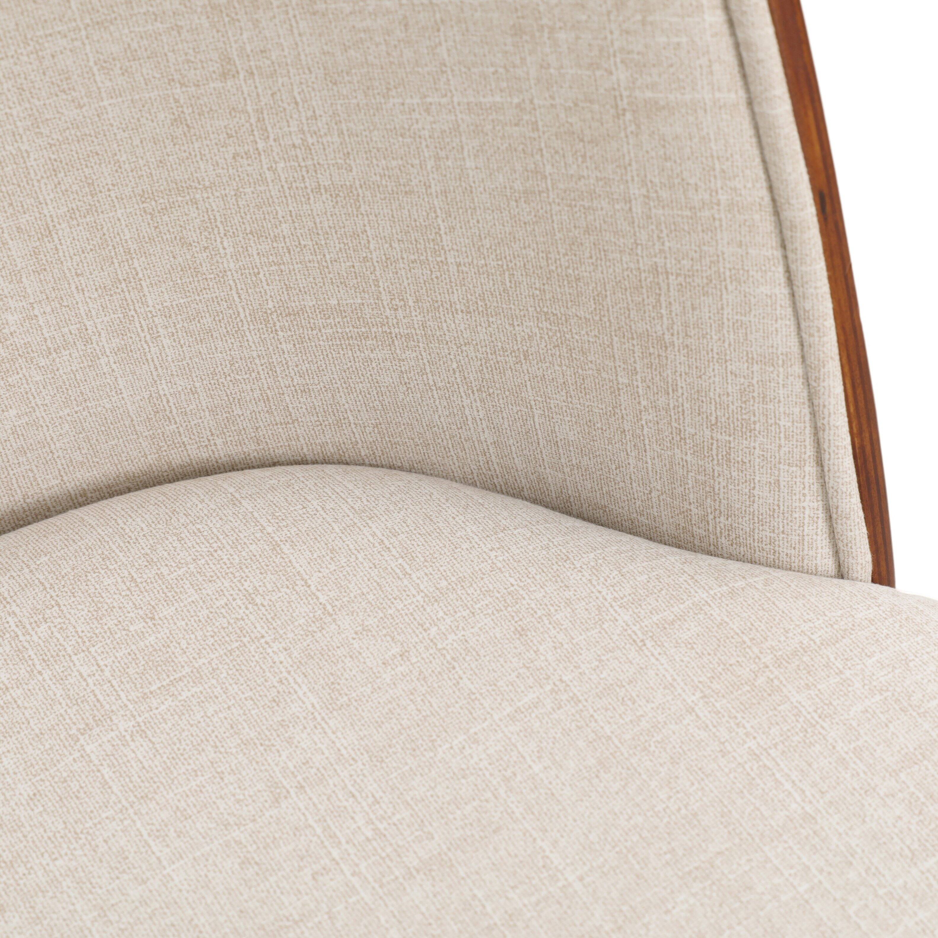 Alt View 5. LeisureMod - Tule 2-PCS Modern Upholstered Dining Chair, Mid-Century Padded Cushion Accent Side Chair with Powder-Coated Steel Legs - Walnut/Beige.