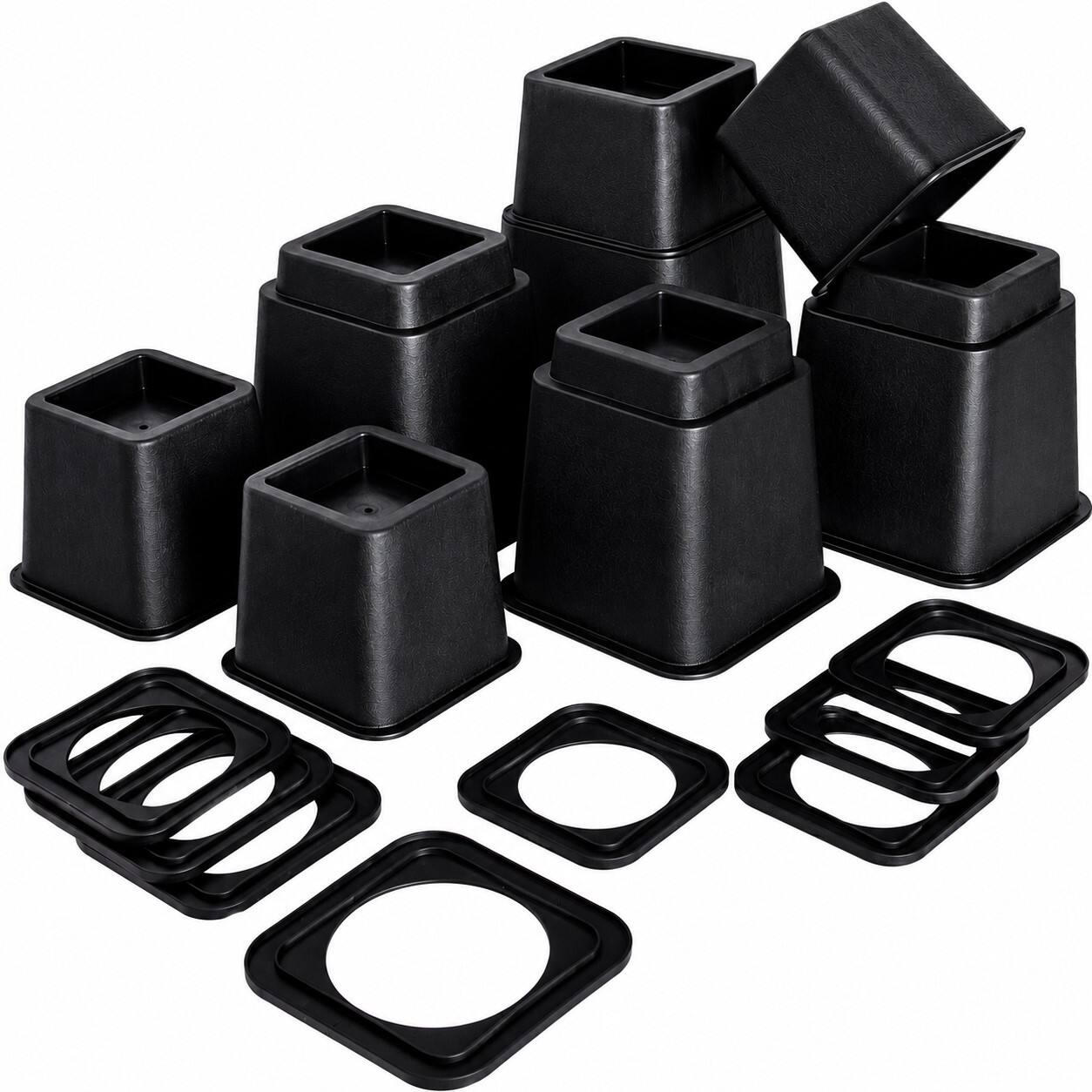 Alt View 9. Kings Brand Furniture - Kings Brand Furniture Adjustable Heavy-Duty Bed Risers Set of 4, Black - Black.