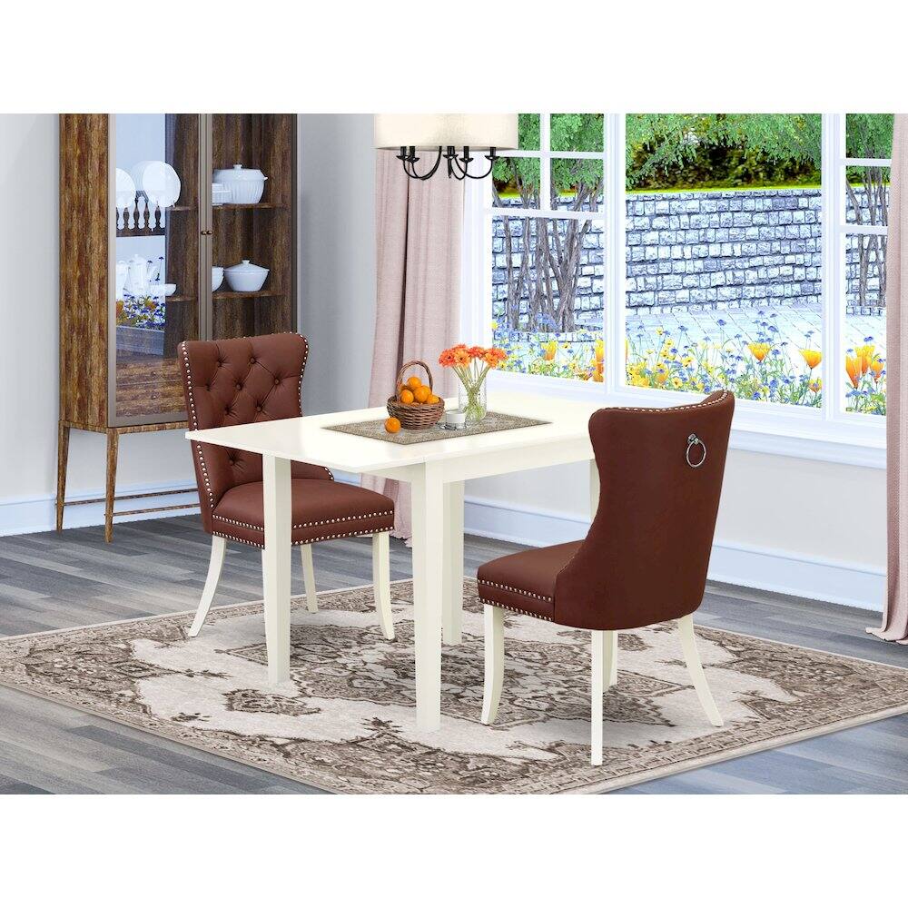 Alt View 10. East West Furniture - 3 Piece Dinette Set Consists of a Rectangle Dining Table with Dropleaf - White.