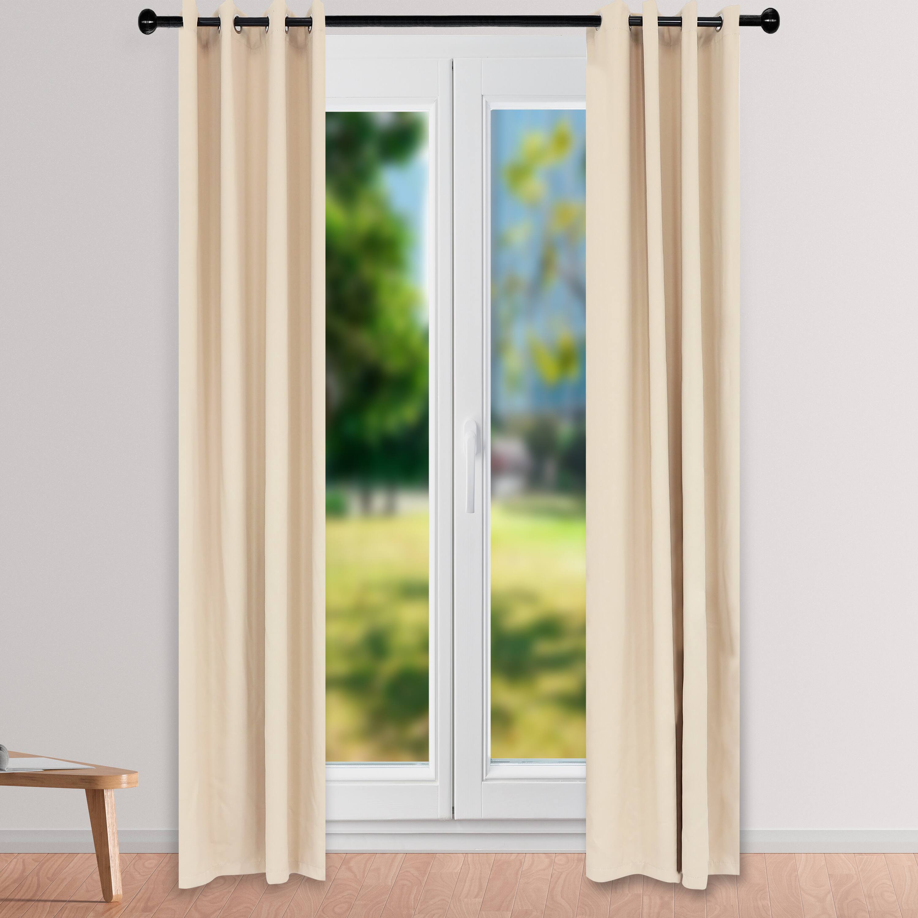 Alt View 4. Sunnydaze - Room Darkening Curtain Panel - 52 in x 120 in - Set of 2 - Beige.