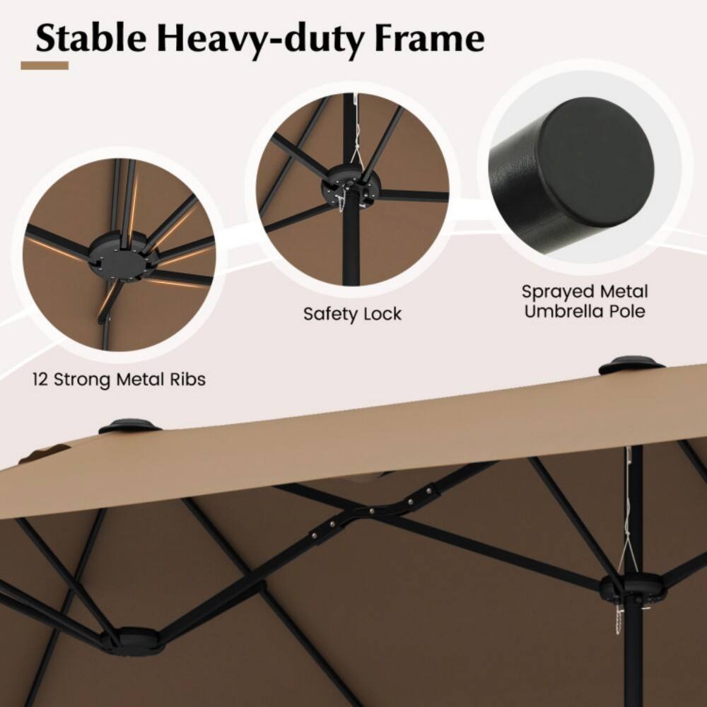 Stable Heavy-duty Frame

- Safety Lock
- Sprayed Metal Umbrella Pole
- 12 Strong Metal Ribs