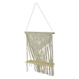 Things2Die4 - Boho Style Hand Tied Macrame Wall Hanging With Wooden Shelf - Brown