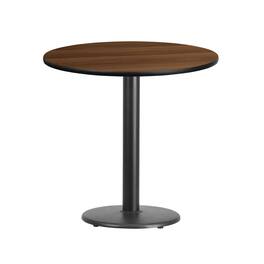 Emma + Oliver - 30" Round Laminate Table Top with 18" Round Table Height Base - Walnut