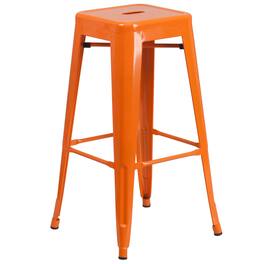 Flash Furniture - Kai Commercial Grade 30" High Backless Metal Indoor-Outdoor Barstool with Square Seat - Orange