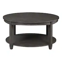 OSP Home Furnishings - Lane Round Coffee Table with Lower Shelf - Slate Grey