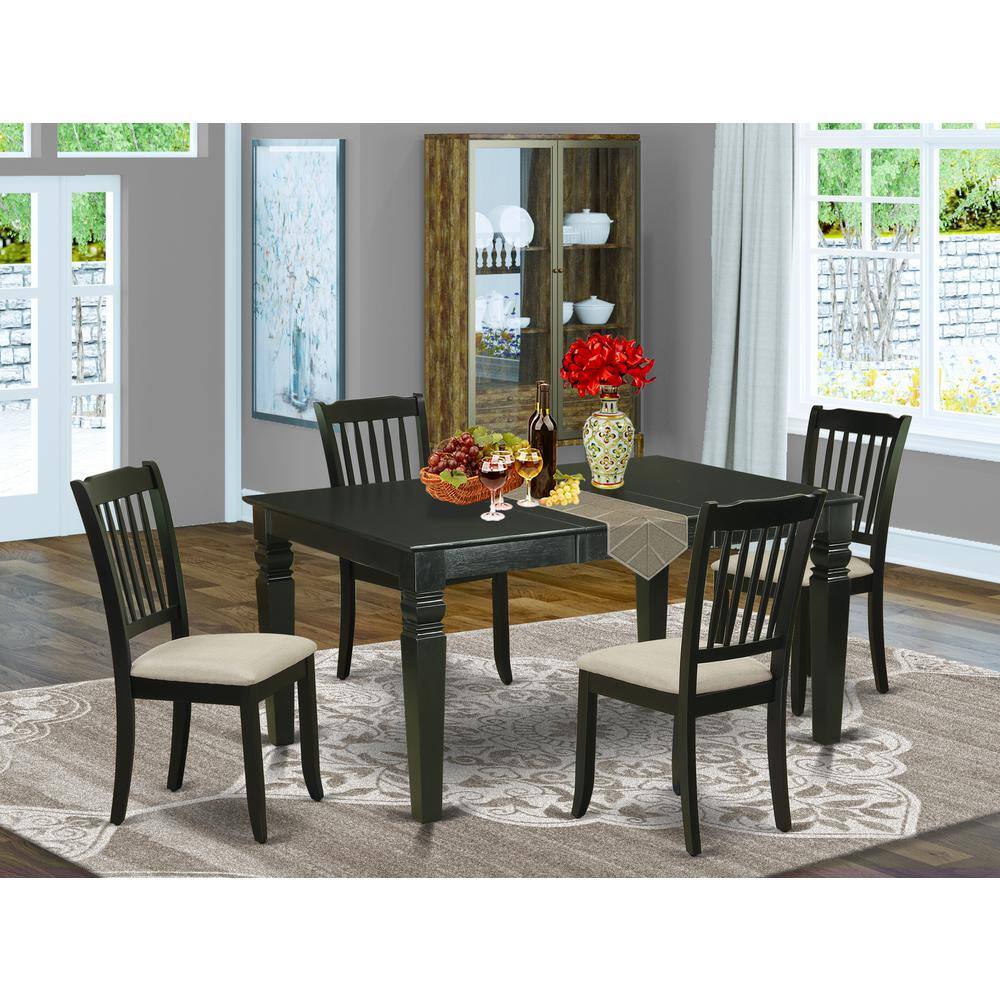 Left. East West Furniture - Dining Room Set Black - Brown.