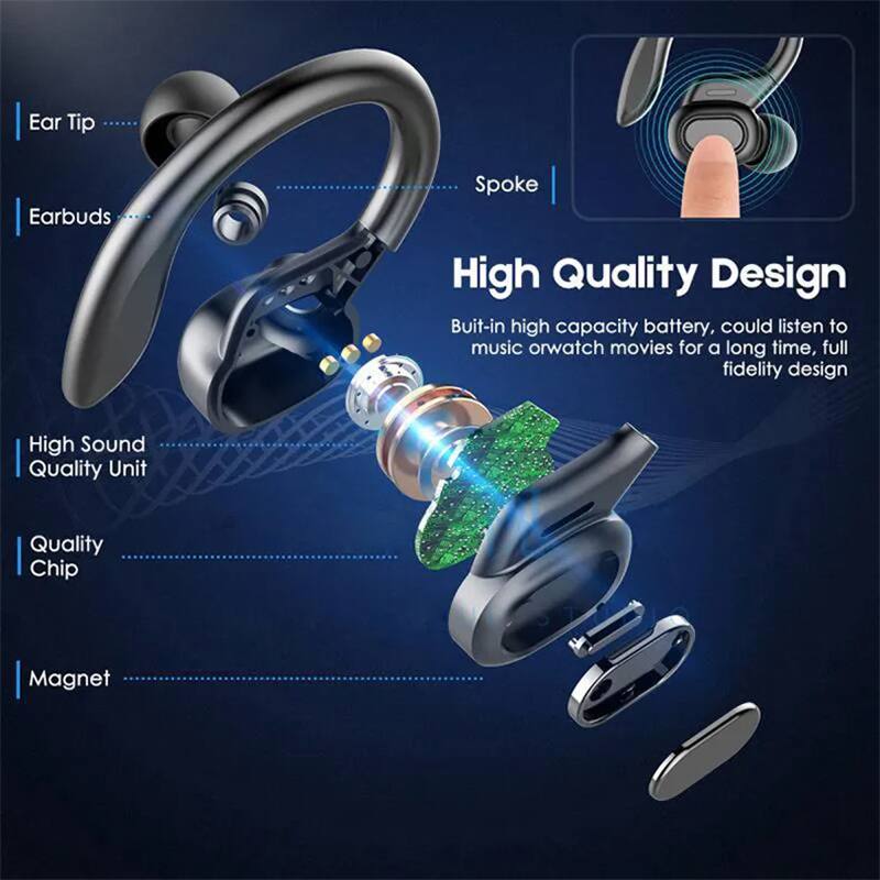 Ear Tip - Earbuds Spoke High Quality Design  
Built-in high capacity battery, could listen to music or watch movies for a long time, full fidelity design  
High Sound Quality Unit  
Quality Chip  
Magnet
