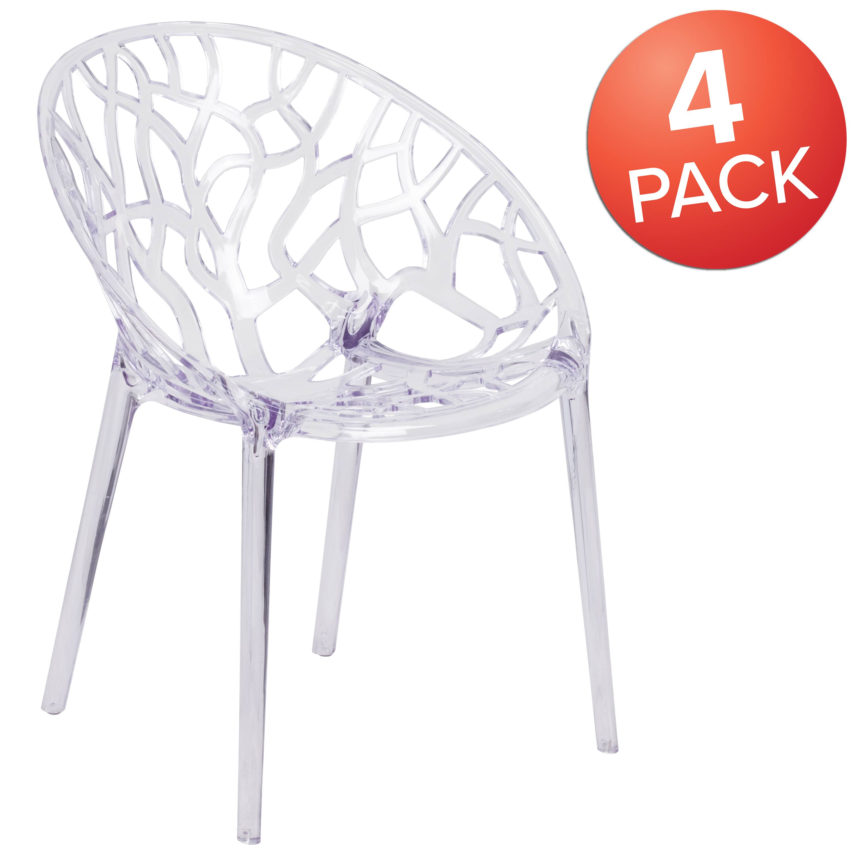 Alt View 1. Emma + Oliver - 4 Pack Transparent Stacking Side Chair - Clear.
