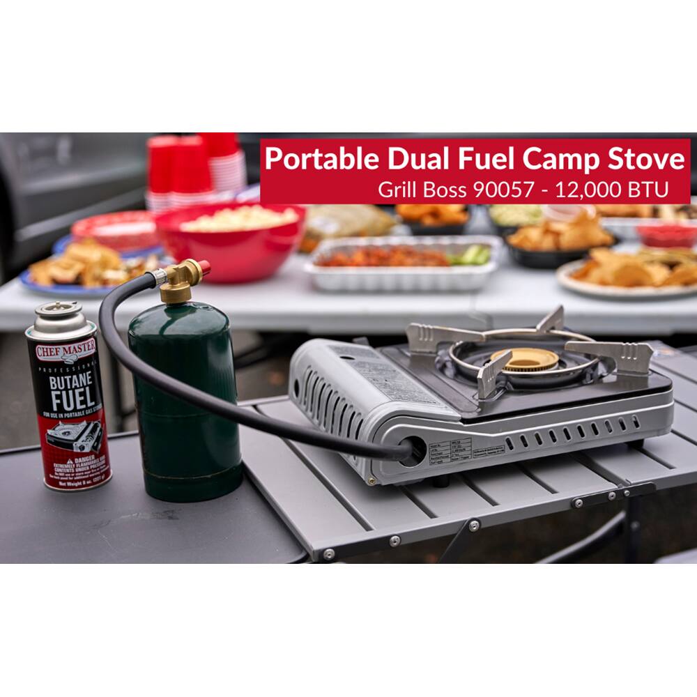 Portable Dual Fuel Camp Stove  
Grill Boss 90057 - 12,000 BTU