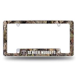 Rico Industries - Denver Nuggets Chrome Metal License Plate Frame with Bold Mossy Oak Camouflaged Camo Design - Multi