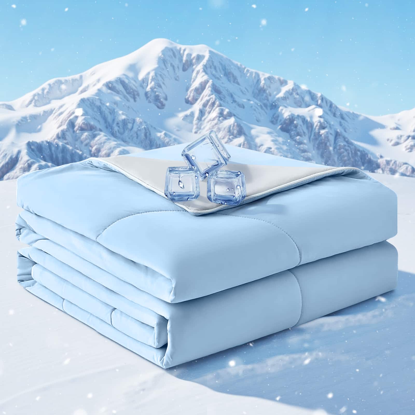 KERDOM - King Size - Cooling Comforter Blankets for Hot Sleepers and Night Sweats, Soft Summer Ice Blanket Quilt Machine Washable - Ice Blue